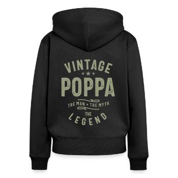 Vintage Poppa - The Man, The Myth, The Legend - Women's Premium Organic Zip Hoodie - black - Back - Julia (174cm)