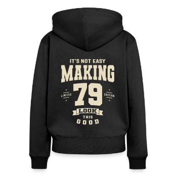 Legendary 79 - Born in 1944 - 79th Birthday - Women's Premium Organic Zip Hoodie - black - Back - Julia (174cm)