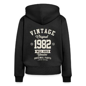 Vintage 1982 Birthday 41 Years Old - Women's Premium Organic Zip Hoodie - black - Back - Julia (174cm)