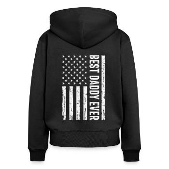 Best Daddy Ever US American Flag Funny Fathers Day - Women's Premium Organic Zip Hoodie - black - Back - Julia (174cm)