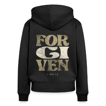 Forgiven - 1 John 1:9 Bible Verse Christian - Women's Premium Organic Zip Hoodie - black - Back - Julia (174cm)