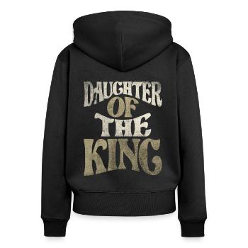 Daughter Of The King - Christian Quote - Women's Premium Organic Zip Hoodie - black - Back - Julia (174cm)