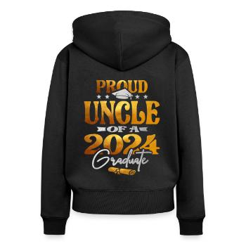 Proud Uncle of a 2024 Graduate Class of 2024 - Women's Premium Organic Zip Hoodie - black - Back - Julia (174cm)