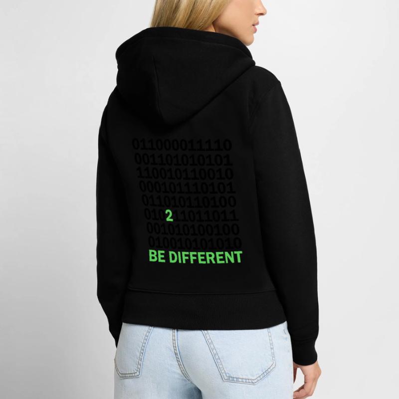 Be Different Binary Code Nerd Gift Women's Premium Organic Zip Hoodie
