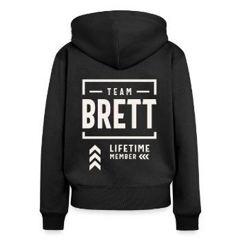 Team Brett Lebenslanges Mitglied Lustiger Name Brett - Frauen Premium Bio Zip Hoodie - Schwarz - Hinten - Julia (174cm)