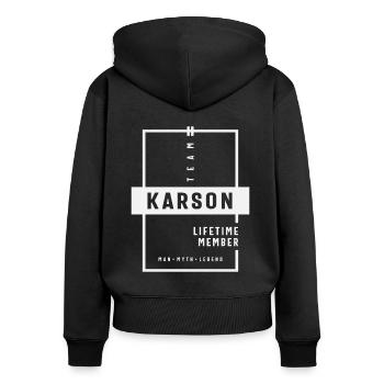 Team Karson Lebenslanges Mitglied Lustiger Name Karson - Frauen Premium Bio Zip Hoodie - Schwarz - Hinten - Julia (174cm)