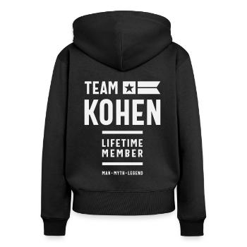 Team Kohen Lebenslanges Mitglied Lustiger Name Kohen - Frauen Premium Bio Zip Hoodie - Schwarz - Hinten - Julia (174cm)