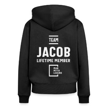 Team Jacob Lifetime Member Funny Name Jacob - Women's Premium Organic Zip Hoodie - black - Back - Julia (174cm)