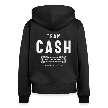 Team Cash Personalized Name Cash - Women's Premium Organic Zip Hoodie - black - Back - Julia (174cm)