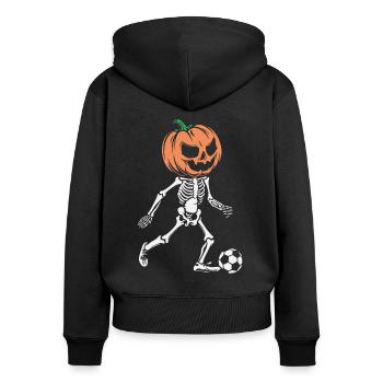 Skeleton Soccer Player - Sports Vibe Halloween - Women's Premium Organic Zip Hoodie - black - Back - Julia (174cm)