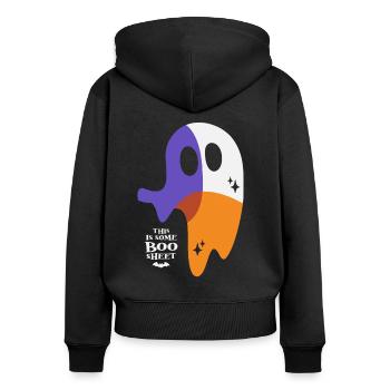 Boo Sheet Ghost - Funny Halloween - Women's Premium Organic Zip Hoodie - black - Back - Julia (174cm)