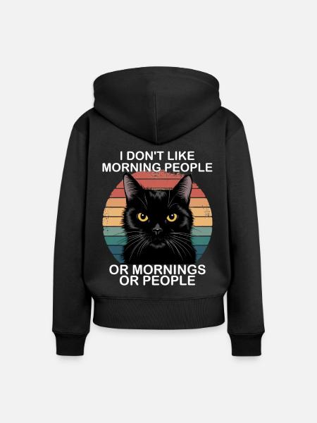 Lustige Schwarze Katze - Frauen Premium Bio Zip Hoodie - Schwarz