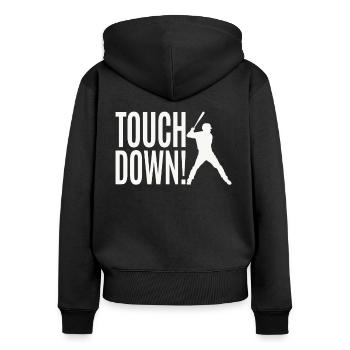 Touchdown Baseball Sports Funny - Women's Premium Organic Zip Hoodie - black - Back - Julia (174cm)