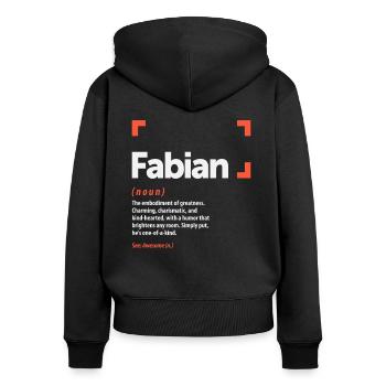 Fabian Definition Personalized Name Fabian - Women's Premium Organic Zip Hoodie - black - Back - Julia (174cm)