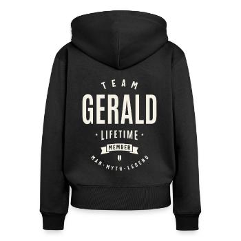 Team Gerald Lifetime Member Funny Name Gerald - Women's Premium Organic Zip Hoodie - black - Back - Julia (174cm)