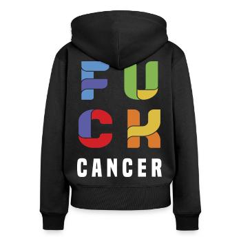 cancer - Sweat à capuche zippé Premium bio Femme - noir - Dos - Julia (174cm)
