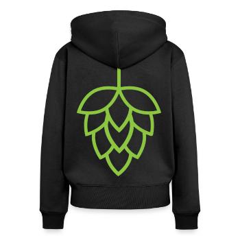 Bier Hopfen - Frauen Premium Bio Zip Hoodie - Schwarz - Hinten - Julia (174cm)