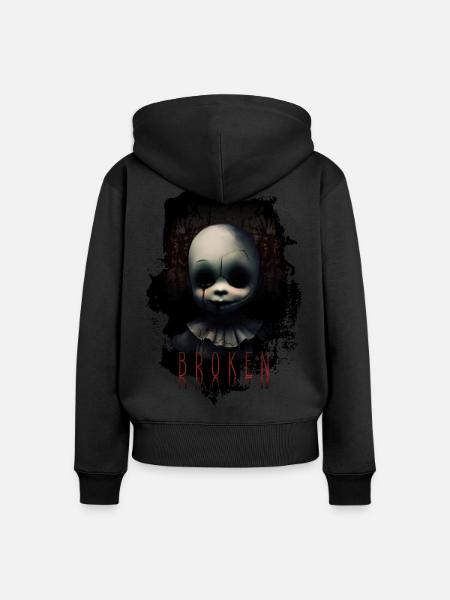Horror Puppe - Frauen Premium Bio Zip Hoodie - Schwarz