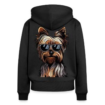 SHIH TZU PORTANT DES LUNETTES DE SOLEIL - Sweat à capuche zippé Premium bio Femme - noir - Dos - Julia (174cm)