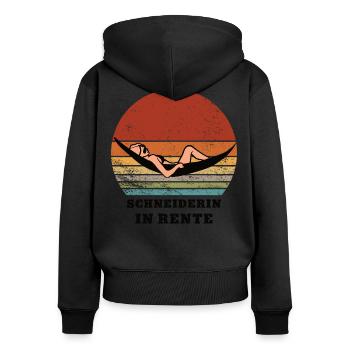 Rente Schneiderin Rentnerin Ruhestand Schneiderei - Frauen Premium Bio Zip Hoodie - Schwarz - Hinten - Julia (174cm)