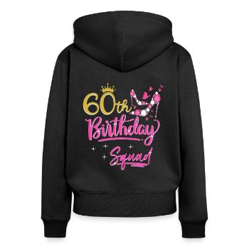 60 ans femmes 60 ans cadeau - Sweat à capuche zippé Premium bio Femme - noir - Dos - Julia (174cm)
