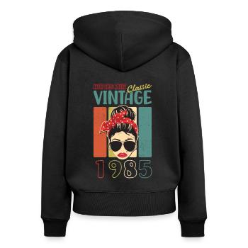 Not old Just classic Vintage 1985 37th Geburtstag - Frauen Premium Bio Zip Hoodie - Schwarz - Hinten - Julia (174cm)