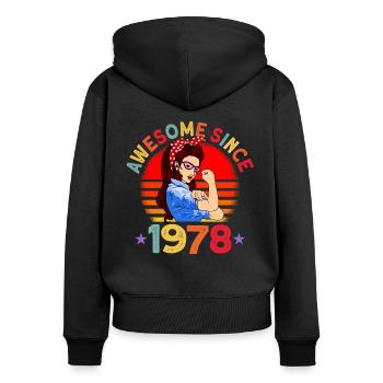 Awesome since 1978 Frauen 44. Geburtstag Geschenk - Frauen Premium Bio Zip Hoodie - Schwarz - Hinten - Julia (174cm)