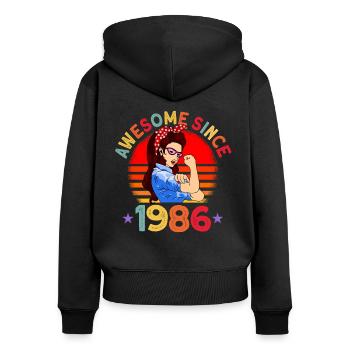 Awesome since 1986 Frauen 36. Geburtstag Geschenk - Frauen Premium Bio Zip Hoodie - Schwarz - Hinten - Julia (174cm)