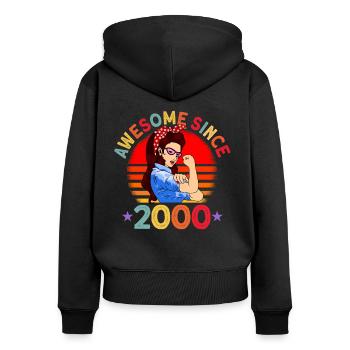 Awesome since 2000 Frauen 22. geburtstag Geschenk - Frauen Premium Bio Zip Hoodie - Schwarz - Hinten - Julia (174cm)