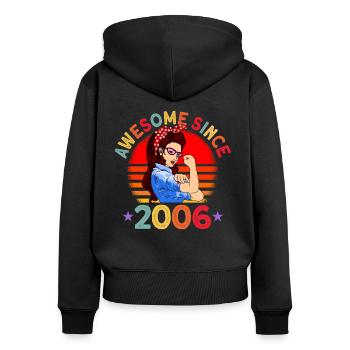Génial depuis 2006 Femme 16ème anniversaire Cadeau - Sweat à capuche zippé Premium bio Femme - noir - Dos - Julia (174cm)
