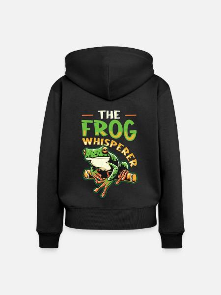 Der Froschflüsterer - Frauen Premium Bio Zip Hoodie - Schwarz