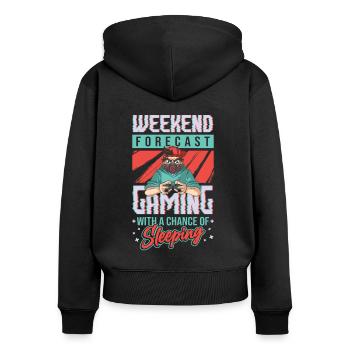 Weekend prediction gaming with a chance. - Women's Premium Organic Zip Hoodie - black - Back - Julia (174cm)