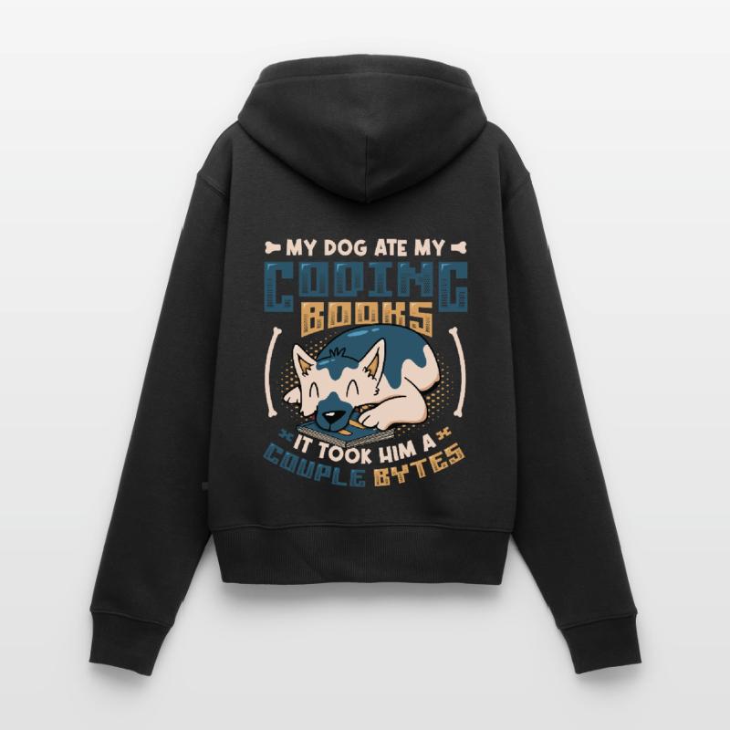 Dog Bytes Code Programmation de blagues informatiques Sweat à capuche zippé Premium bio Femme