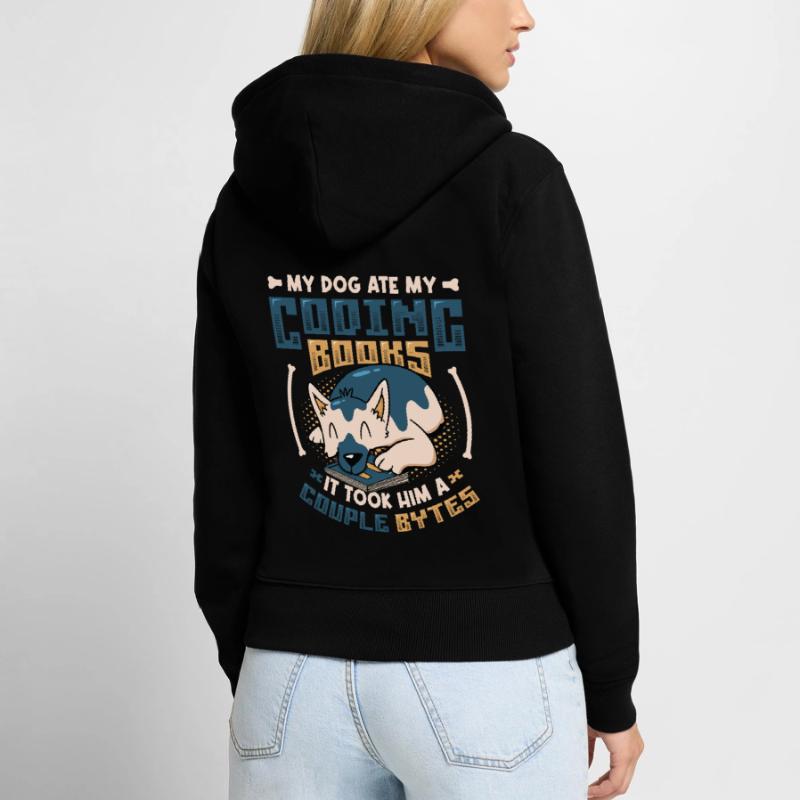 Hund Bytes Code Computer Scherz Programmierung Frauen Premium Bio Zip Hoodie