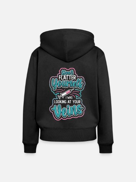 Schmeicheln Sie Sich Nicht. - Frauen Premium Bio Zip Hoodie - Schwarz
