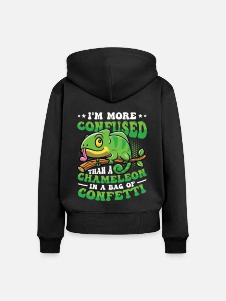 Verwirrter Als Ein Chamäleon. - Frauen Premium Bio Zip Hoodie - Schwarz