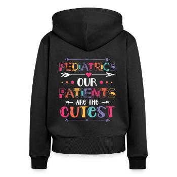 Pädiatrie Unsere Patienten Sind Die Süßesten - Frauen Premium Bio Zip Hoodie - Schwarz - Hinten - Julia (174cm)