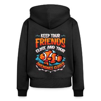 Funny pun clownfish anemones - Women's Premium Organic Zip Hoodie - black - Back - Julia (174cm)