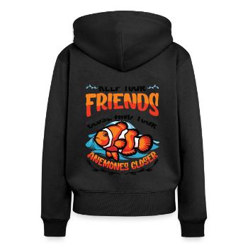 Funny pun clownfish anemones - Women's Premium Organic Zip Hoodie - black - Back - Julia (174cm)