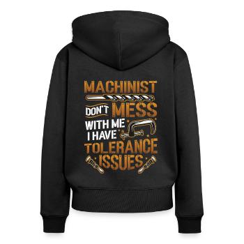 Les opérateurs de machines ont des problèmes de tolérance - Sweat à capuche zippé Premium bio Femme - noir - Dos - Julia (174cm)