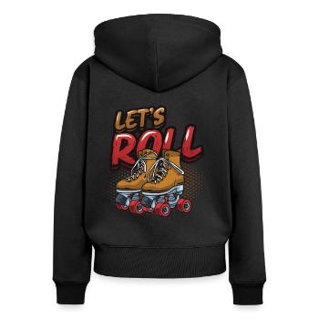 Let's Roll, Roller Blade Skating, Rollschuhläufer - Frauen Premium Bio Zip Hoodie - Schwarz - Hinten - Julia (174cm)