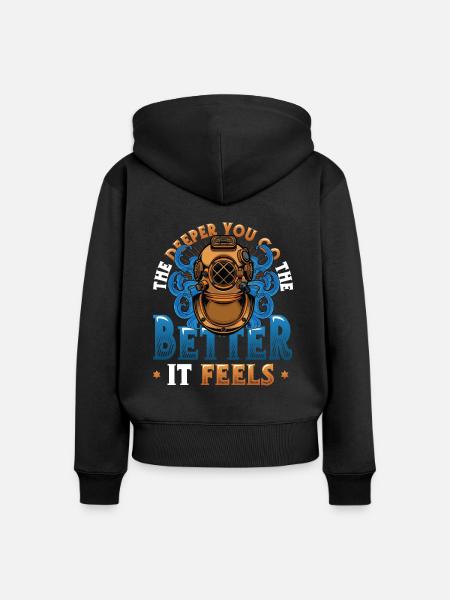 Tiefseetaucher, Gerätetauchen - Frauen Premium Bio Zip Hoodie - Schwarz