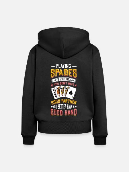 Pik-karten Spielen - Frauen Premium Bio Zip Hoodie - Schwarz