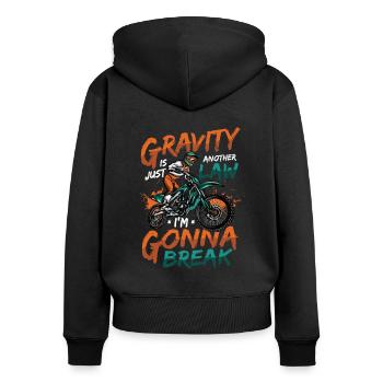 Schwerkraft, Ein Weiteres Gesetz - Frauen Premium Bio Zip Hoodie - Schwarz - Hinten - Julia (174cm)