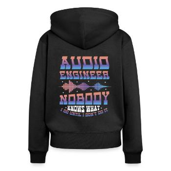Ingénieur du son - Sweat à capuche zippé Premium bio Femme - noir - Dos - Julia (174cm)