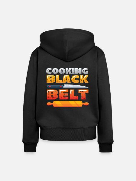 Kochen, Schwarzer Gürtel, Chefkoch - Frauen Premium Bio Zip Hoodie - Schwarz