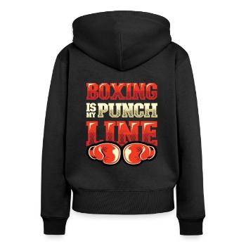 La boxe est ma punchline, les boxeurs, les arts martiaux - Sweat à capuche zippé Premium bio Femme - noir - Dos - Julia (174cm)