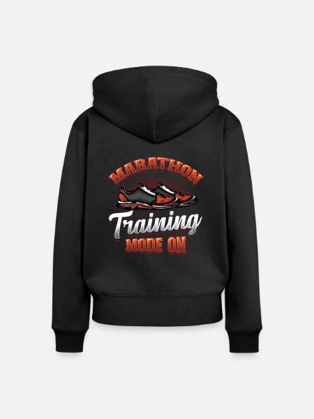 Marathon-Trainingsmodus, auf Marathon Runner - Frauen Premium Bio Zip Hoodie - Schwarz