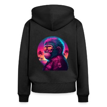 Singe Chimpanzé Cool Lunettes de soleil Style rétro des années 80 - Sweat à capuche zippé Premium bio Femme - noir - Dos - Julia (174cm)
