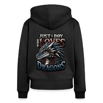 Nur Ein Junge, Der Drachen Liebt - Jungs Drachen - Frauen Premium Bio Zip Hoodie - Schwarz - Hinten - Julia (174cm)